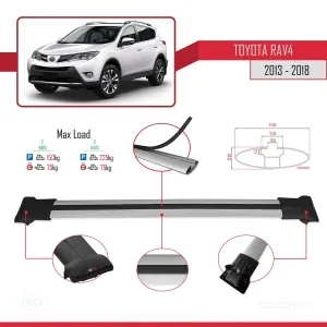 Toyota RAV4 2013-2018 Arası ile uyumlu FLY Model Ara Atkı Tavan Barı GRİ thumb 4