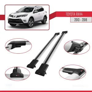 Toyota RAV4 2013-2018 Arası ile uyumlu FLY Model Ara Atkı Tavan Barı GRİ thumb 5