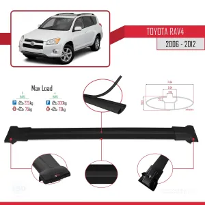 Toyota RAV4 2006-2012 Arası ile Uyumlu FLY Model Ara Atkı Tavan Barı SİYAH 3 ADET BAR thumb 4