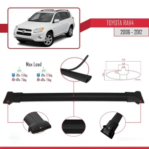 Toyota RAV4 2006-2012 Arası ile uyumlu FLY Model Ara Atkı Tavan Barı SİYAH thumb 4