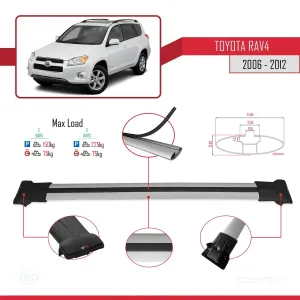 Toyota RAV4 2006-2012 Arası ile uyumlu FLY Model Ara Atkı Tavan Barı GRİ thumb 4