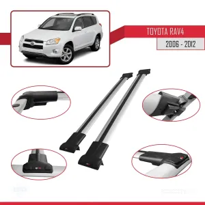 Toyota RAV4 2006-2012 Arası ile uyumlu FLY Model Ara Atkı Tavan Barı GRİ thumb 5