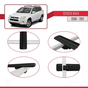 Toyota RAV4 2006-2012 Arası ile uyumlu Basic Model Ara Atkı Tavan Barı SİYAH 3 ADET thumb 4