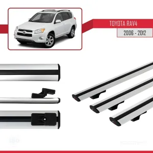 Toyota RAV4 2006-2012 Arası ile uyumlu Basic Model Ara Atkı Tavan Barı GRİ 3 ADET thumb 3