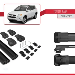 Toyota RAV4 2006-2012 Arası ile uyumlu ACE-1 Ara Atkı Tavan Barı SİYAH thumb 5