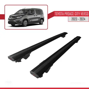 Toyota Proace City Verso 2023 ve Sonrası ile uyumlu HOOK Model Anahtar Kilitli Ara Atkı Tavan Barı SİYAH thumb 4