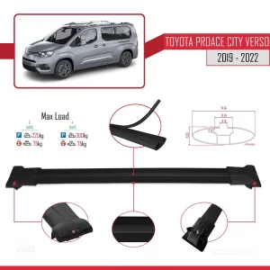 Toyota Proace City Verso 2019-2022 Arası ile uyumlu FLY Model Ara Atkı Tavan Barı SİYAH 3 ADET BAR thumb 3