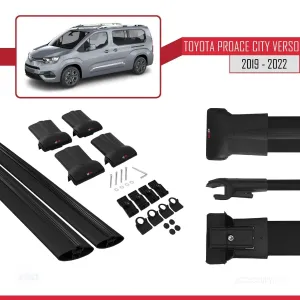 Toyota Proace City Verso 2019-2022 Arası ile Uyumlu FLY Model Ara Atkı Tavan Barı SİYAH thumb 5