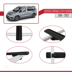 Toyota Proace City Verso 2019-2022 Arası ile uyumlu Basic Model Ara Atkı Tavan Barı SİYAH 3 ADET thumb 4
