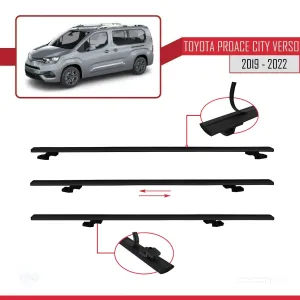 Toyota Proace City Verso 2019-2022 Arası ile uyumlu Basic Model Ara Atkı Tavan Barı SİYAH 3 ADET thumb 5