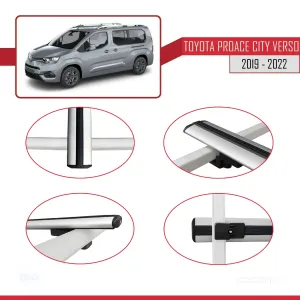 Toyota Proace City Verso 2019-2022 Arası ile uyumlu Basic Model Ara Atkı Tavan Barı GRİ 3 ADET thumb 4