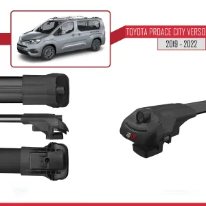 Toyota Proace City Verso 2019-2022 Arası ile uyumlu ACE-1 Ara Atkı Tavan Barı SİYAH 4 ADET BAR thumb 4