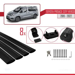 Toyota Proace City Verso 2019-2022 Arası ile uyumlu ACE-1 Ara Atkı Tavan Barı SİYAH 4 ADET BAR thumb 5