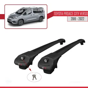 Toyota Proace City Verso 2019-2022 Arası ile uyumlu ACE-1 Ara Atkı Tavan Barı SİYAH thumb 4