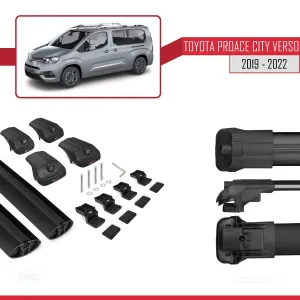 Toyota Proace City Verso 2019-2022 Arası ile uyumlu ACE-1 Ara Atkı Tavan Barı SİYAH thumb 5