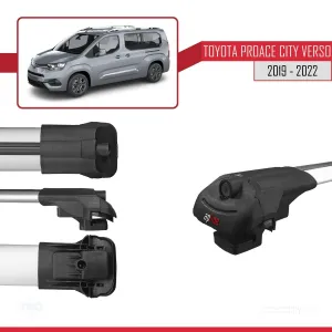 Toyota Proace City Verso 2019-2022 Arası ile uyumlu ACE-1 Ara Atkı Tavan Barı GRİ 4 ADET BAR thumb 4