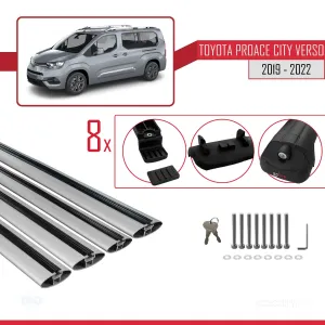 Toyota Proace City Verso 2019-2022 Arası ile uyumlu ACE-1 Ara Atkı Tavan Barı GRİ 4 ADET BAR thumb 5