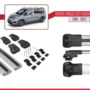 Toyota Proace City Verso 2019-2022 Arası ile uyumlu ACE-1 Ara Atkı Tavan Barı GRİ thumb 5
