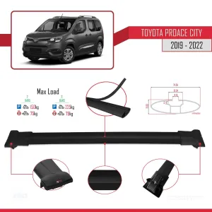 Toyota Proace City 2019-2022 Arası ile Uyumlu FLY Model Ara Atkı Tavan Barı SİYAH thumb 4