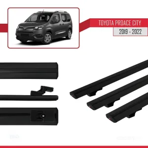 Toyota Proace City 2019-2022 Arası ile uyumlu Basic Model Ara Atkı Tavan Barı SİYAH 3 ADET thumb 3
