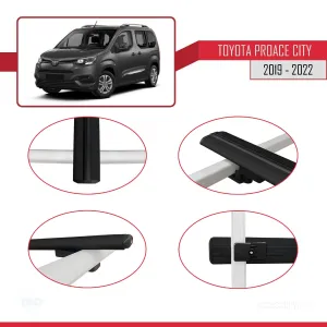 Toyota Proace City 2019-2022 Arası ile uyumlu Basic Model Ara Atkı Tavan Barı SİYAH 3 ADET thumb 4