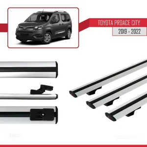 Toyota Proace City 2019-2022 Arası ile uyumlu Basic Model Ara Atkı Tavan Barı GRİ 3 ADET thumb 3