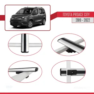 Toyota Proace City 2019-2022 Arası ile uyumlu Basic Model Ara Atkı Tavan Barı GRİ 3 ADET thumb 4