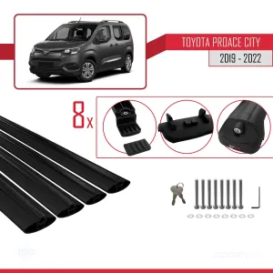 Toyota Proace City 2019-2022 Arası ile uyumlu ACE-1 Ara Atkı Tavan Barı SİYAH 4 ADET BAR thumb 5