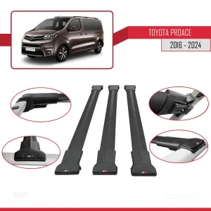 Toyota Proace 2016 ve Sonrası ile uyumlu FLY Model Ara Atkı Tavan Barı SİYAH 3 ADET BAR thumb 5