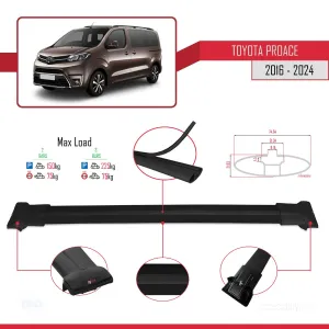 Toyota Proace 2016 ve Sonrası ile Uyumlu FLY Model Ara Atkı Tavan Barı SİYAH thumb 4