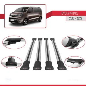 Toyota Proace 2016 ve Sonrası ile uyumlu FLY Model Ara Atkı Tavan Barı GRİ 4 ADET BAR thumb 5