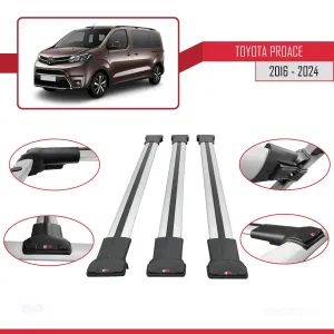 Toyota Proace 2016 ve Sonrası ile uyumlu FLY Model Ara Atkı Tavan Barı GRİ 3 ADET BAR thumb 5