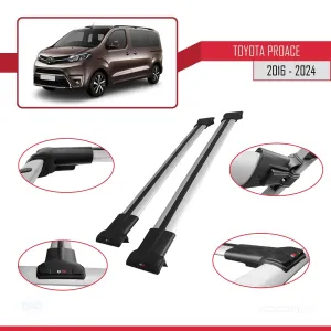 Toyota Proace 2016 ve Sonrası ile Uyumlu FLY Model Ara Atkı Tavan Barı GRİ thumb 4