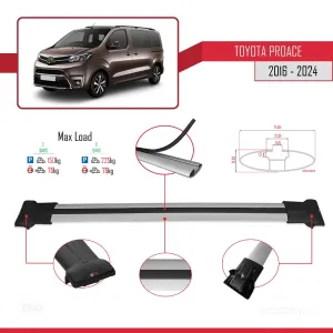 Toyota Proace 2016 ve Sonrası ile Uyumlu FLY Model Ara Atkı Tavan Barı GRİ thumb 5