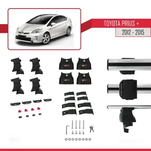 Toyota Prius + 2012-2015 Arası ile uyumlu ACE-4 Ara Atkı Tavan Barı GRİ thumb 4