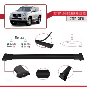 Toyota Land Cruiser Prado 125 2007-2009 Arası ile FLY Model Ara Atkı Tavan Barı SİYAH thumb 4