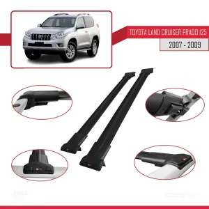 Toyota Land Cruiser Prado 125 2007-2009 Arası ile FLY Model Ara Atkı Tavan Barı SİYAH thumb 5