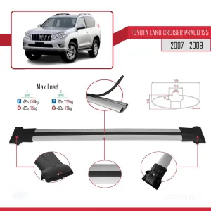 Toyota Land Cruiser Prado 125 2007-2009 Arası ile FLY Model Ara Atkı Tavan Barı Gri thumb 4