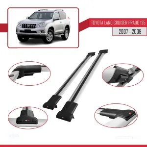 Toyota Land Cruiser Prado 125 2007-2009 Arası ile FLY Model Ara Atkı Tavan Barı Gri thumb 5
