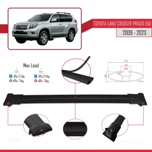 Toyota Land Cruiser Prado (J150) 2009-2023 Arası ile Uyumlu FLY Model Ara Atkı Tavan Barı SİYAH 3 ADET BAR thumb 4