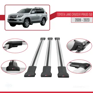 Toyota Land Cruiser Prado (J150) 2009-2023 Arası ile Uyumlu FLY Model Ara Atkı Tavan Barı GRİ 3 ADET BAR thumb 5