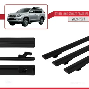 Toyota Land Cruiser Prado (J150) 2009-2023 Arası ile uyumlu Basic Model Ara Atkı Tavan Barı SİYAH 3 ADET thumb 3