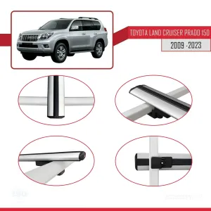 Toyota Land Cruiser Prado (J150) 2009-2023 Arası ile uyumlu Basic Model Ara Atkı Tavan Barı GRİ 3 ADET thumb 4