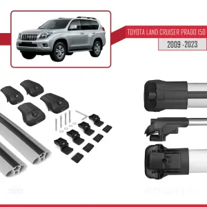 Toyota Land Cruiser Prado (J150) 2009-2023 Arası ile uyumlu ACE-1 Ara Atkı Tavan Barı GRİ thumb 5