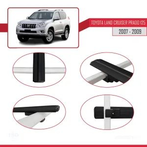 Toyota Land Cruiser Prado (J125) 2007-2009 Arası ile uyumlu Basic Model Ara Atkı Tavan Barı SİYAH 3 ADET thumb 4