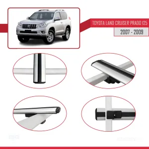 Toyota Land Cruiser Prado (J125) 2007-2009 Arası ile uyumlu Basic Model Ara Atkı Tavan Barı GRİ 3 ADET thumb 4