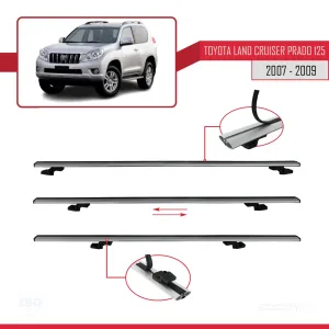 Toyota Land Cruiser Prado (J125) 2007-2009 Arası ile uyumlu Basic Model Ara Atkı Tavan Barı GRİ 3 ADET thumb 5