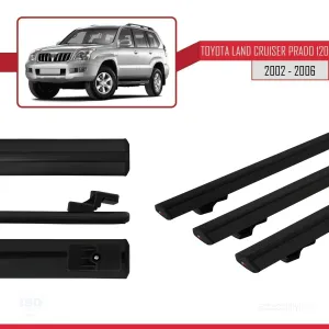 Toyota Land Cruiser Prado (J120) 2002-2006 Arası ile uyumlu Basic Model Ara Atkı Tavan Barı GRİ 3 ADET thumb 3
