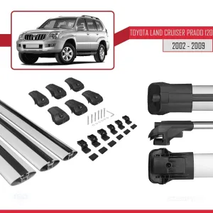 Toyota Land Cruiser Prado (J120) 2002-2006 Arası ile uyumlu ACE-1 Ara Atkı Tavan Barı GRİ 3 ADET BAR thumb 5