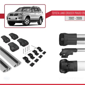Toyota Land Cruiser Prado (J120) 2002-2006 Arası ile uyumlu ACE-1 Ara Atkı Tavan Barı GRİ thumb 5